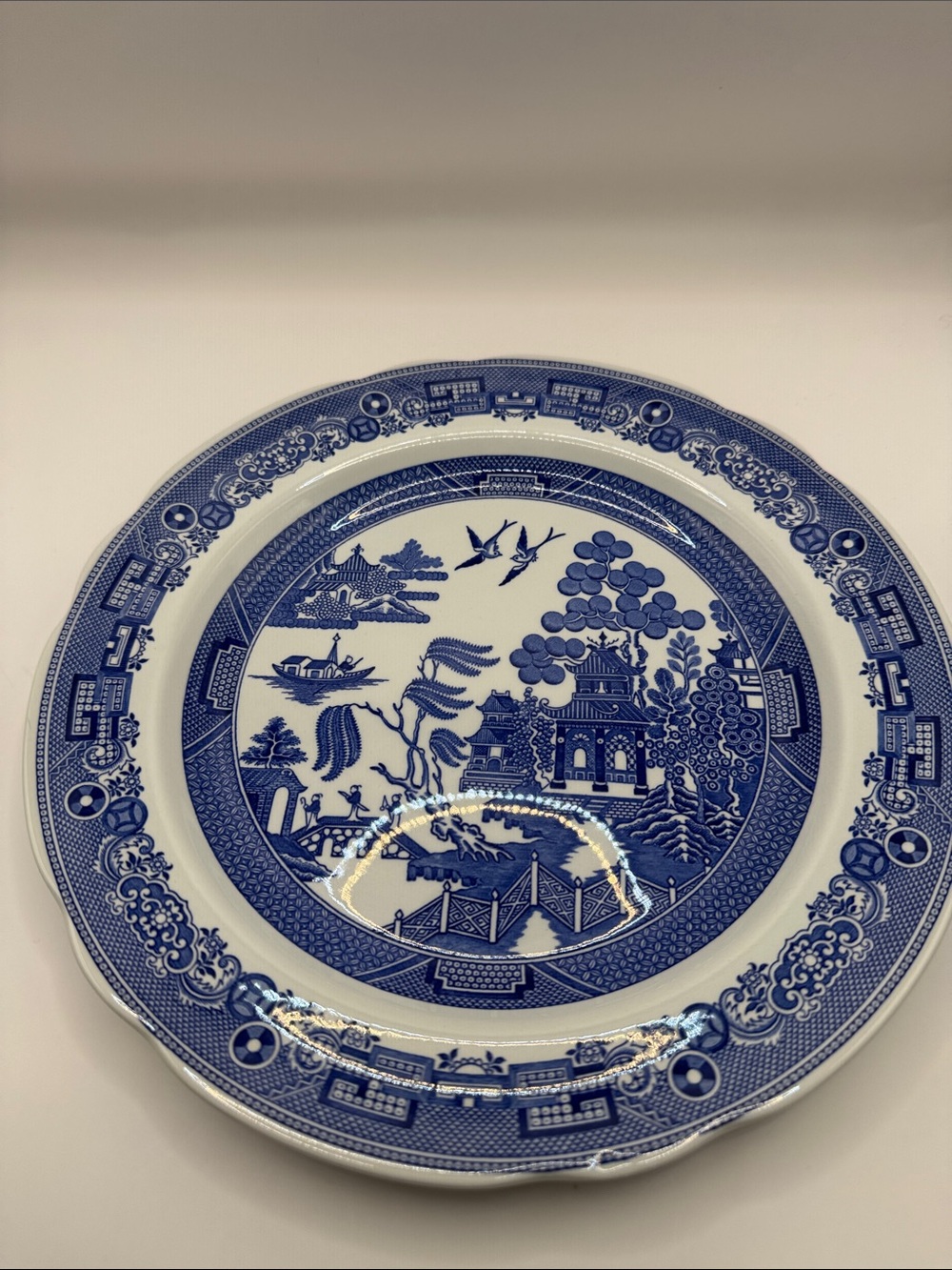Spode Blue and White Willow-Style Ceramic Dinner Plate